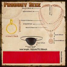 6-Piece Pirate Costume Accessories Set, Including Headband, Necklace, Belt, Black Pirate Eye Mask, Pirate Earrings, Role-Playing Party Halloween Costume Accessories, Cosplay Party Renaissance, Prom Party Dress Up Cos Suit