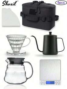 shoxil Set Penyaring Kopi 5/6/7/14/15pcs - Set Lengkap Penyaring Kopi Tuang dengan Filter dan Aksesoris, Cocok untuk Penggunaan di Rumah, Kantor, atau Kafe - V60 - View 7