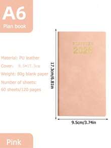 2026 A6 English Weekly Planning Notebook PU Leather Mini Portable Diary List Tasks, Expense Tracking And Organizing Meals School Supplies,School Supplies,Back To School
