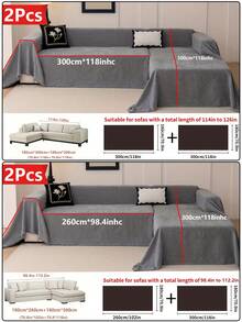 2 buah Sarung Sofa Bentuk L Warna Polos, Ramah Hewan Peliharaan, Tahan Gores, Tahan Kotoran, Dapat Digunakan Sepanjang Musim, Dapat Dicuci dengan Mesin, Cocok untuk Sofa Lurus dan Bentuk L - Grey - View 3