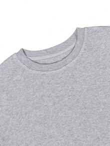 女式复古都市风格宽松灰色圆领运动衫，纽约字母印花，秋冬休闲套头衫