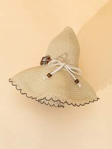 1 szt. Damski kapelusz ze słomy z muszli, zdobiony muszlą, boho, na lato, kokarda, turystyka na wakacje na plaży, kapelusz słomkowy z parasolem