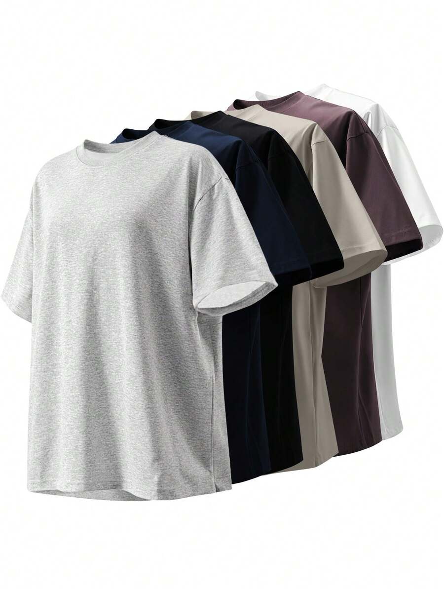 Women's Solid Color Short Sleeves, 220g Weight, 100% Cotton, Comfortable To Wear, Very Suitable For Running, Leisure Or Outdoor Entertainment, Fitness,Comfort Fit Short Sleeve Classic Cotton T-Shirt Women's Casual Short Sleeve Top - 白灰色 - 查看 1