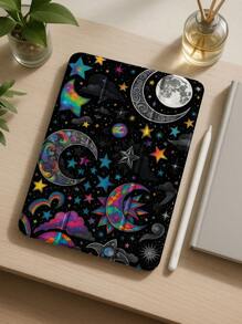 Beautiful Space Moon And Star Pattern Transparent Silicone Shock-Absorbing Stand With Pen Slot, Suitable For Galaxy Tab A8 10.5, S6 Lite 10.4, S7/S8/S9Inch. It Supports Sleep Awakening As A Holiday Gift