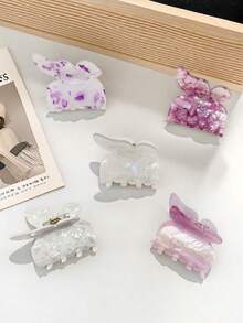 1 件蝴蝶动物印花可爱优雅亚克力发夹，发爪，通勤百搭，春夏秋冬，5 厘米中号立体蝴蝶发夹时尚发饰动物爪夹