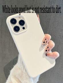 硅胶手机壳简约纯色糖果色大孔创意磨砂防摔手机壳适用于 11、12、13、14、15、16 Plus、13 Pro Max、XR、16、14 Plus、14 Pro Max、13 Pro Mini 防水防震防刮 - 白色 - 查看 3