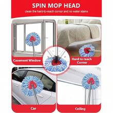 Spin Mop Replacement Head Compatible With O-Cedar EasyWring 1 Tank, 2 Microfiber Mop Refills, 30-58" Handle And 1 Base Set Combo (White,1 Tank System) - 藍色 - 查看 5