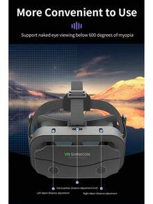 AyeBeau VR Glasses Virtual Reality Headset Viar Devices Helmet, Smart Goggles With 3D Lenses For Smartphones, Mobile Phone Game Accessory, Compatible With 4.7-7.0 Inch Smartphones, Including A White Mini Remote Control - Black and White - View 7