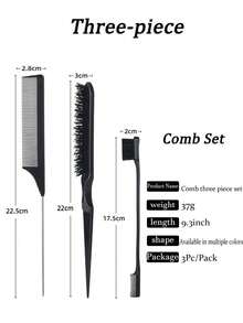 ikt 光滑服帖背头造型套装，包含发蜡、边缘梳、尖尾梳、猪鬃刷和发髻器，助您打造光滑服帖的发型 - 黑色 - 查看 10