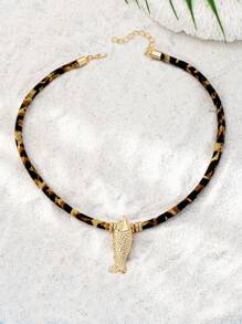 1 pièce Collier de plage d'été Pendentif Soleil Rayonnant Collier à Cordon Vie Marine Crabe Homard Poisson Colliers Style Vacances Bohème Bijoux pour Femmes
