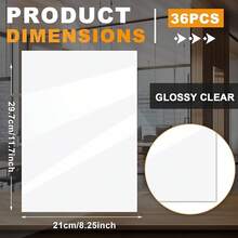 36 Sheets A4 Holographic Paper Sticker Transparent Waterproof Self Adhesive Film 11.X 8.3 Inches (Gem,, Colorful,) - Clear - View 3