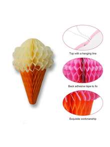 4pcs/8pcs Random Mixed Colorful Plush Ice Cream & Honeycomb Ball Keychains/Bag Charms - Multicolor - View 12