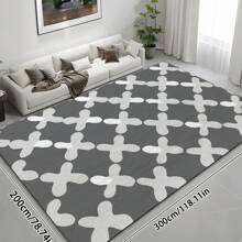 1pc Luxurious Retro Pattern Print Carpet, 1100g High-Density Faux Cashmere + TPR Washable Bottom, 0.6cm Thick, Classic Vintage Minimalist Elements, Soft Plush Area Rug, Suitable For Outdoor, Entrance, Living Room, Bedroom, Laundry Room, Bathroom, Machine Washable All-Season Large Size Mat, Home Decor