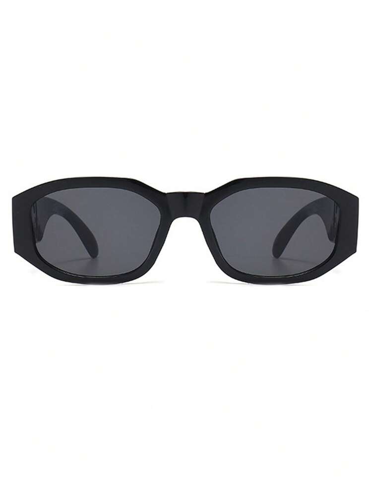 1 Pair Asymmetric Geometric Polygon Full Frame Vintage Stylish Glasses, Versatile For Women, Suitable For Daily Wear, Travel And Vacation As Decoration, College Style, Suitable For Back To School Season, Oval Temples Decor - Black - View 3