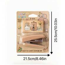 Sanrio 2pcs Capybara Miniature Stapler Set, Compact Desk Stapler, Multi-Function Office Binding Machine For Students School Supplies, Back To School