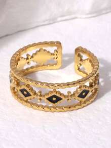 1 pièce Bracelet en acier inoxydable à la mode et simple style Ins, avec fleur à 5 feuilles en zirconium, convient pour les sorties, les fêtes et le travail