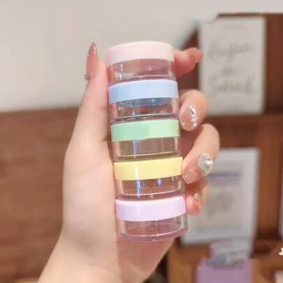 5pcs/Set 10g Travel Size Colored Cream Jars, Cosmetic Moisturizer Sample Containers, Plastic Refillable Travel Jars With Lids For Lotion, Sunscreen, Creams - Random Colors