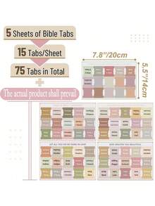 Cunese 75 Pcs Bible Tabs - Morandi Color Bible Index Tabs, Laminated Bible Study Supplies For Students, Back To School Essentials, Book Labels For Scripture (Women & Men) Stickers Sticker Scrapbook Supplies Funny Stickers Laptop Stickers Kindle Phone Stickers - Multicolor - View 16