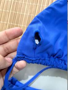 Triangle Bikini With Double Butterfly String Panties In Various Colors - azul real - Ver 3