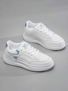 2025 New Spring/Autumn Fashion Versatile Thick Sole Lace-Up White Casual Sneakers For Women, Waterproof Platform Small White Shoes