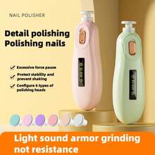 Cortaúñas eléctrico para bebé con 6 cabezales de pulido, diseño silencioso para bebés de 0 a 36 meses, set de cuidado de uñas para recién nacidos, caja de regalo (verde, rosa) - Rosa - Ver 1