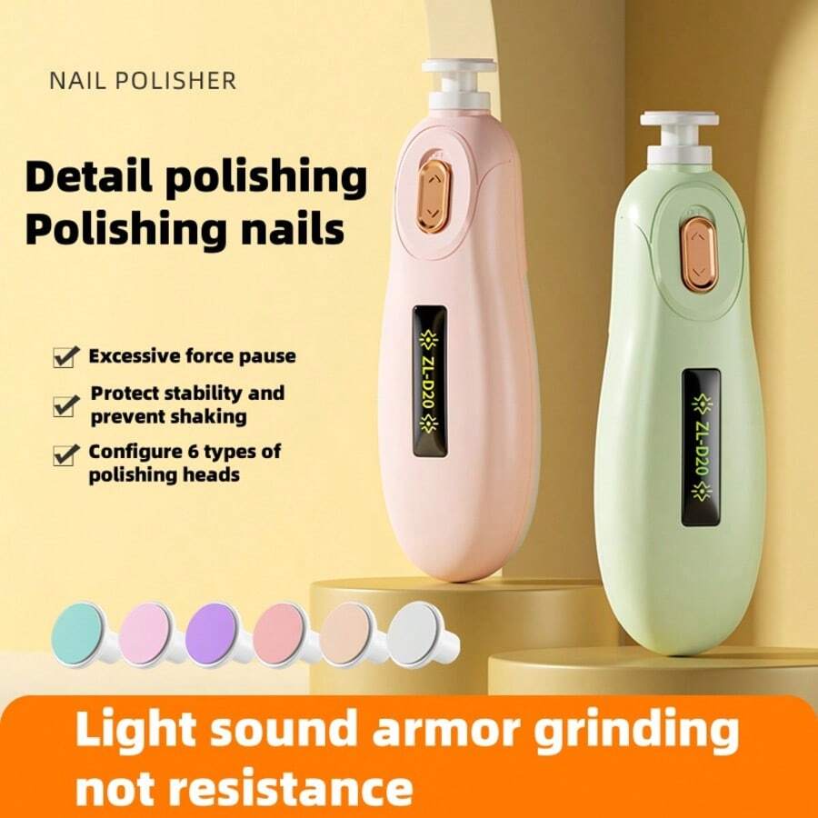 Cortaúñas eléctrico para bebé con 6 cabezales de pulido, diseño silencioso para bebés de 0 a 36 meses, set de cuidado de uñas para recién nacidos, caja de regalo (verde, rosa) - Rosa - Ver 1