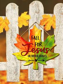 1 pièce / 120 pièces Plaque en bois décorative d'automne, pour Jésus, motif de feuilles d'érable d'automne. Couronne de porte, art mural, décoration d'automne pour la maison, la véranda, la porte pour l'Action de grâce. - Multicolore - Voir 1