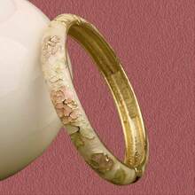 Cloisonne Floral Open Cuff Bracelet, Oil Drop Alloy Bangles, Gifts For All, Various Sizes Available - Enamel Cloisonné Bracelet With Peony Pattern - View 11