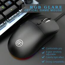 Souris de jeu filaire avec boutons programmables, souris optique avec éclairage LED, convient aux ordinateurs portables/de bureau/souris avec uniquement des connexions filaires