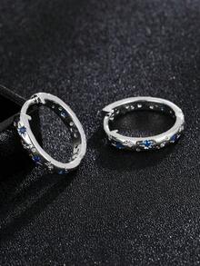 一对奢华铜镶嵌多色星星、月亮和圆形耳环，是约会的完美礼物 - 彩色 - 查看 2