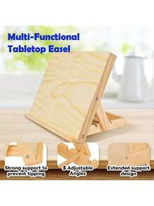1 件可调节木制儿童画架 - 坚固的天然木质桌面角支架，80° 可调角度，素描水彩油画板，木制折叠香味便携式画板