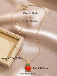 1 件甜美夏日水果系列苹果草莓樱桃香蕉西瓜吊坠不锈钢嘴唇链锁骨链项链适合男孩女孩夏季旅行学校日常佩戴时尚优雅珠宝 - 彩色 - 查看 10