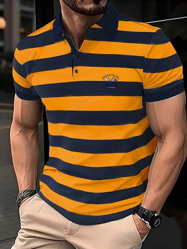 WASSUP OTHER Camisa polo de algodón para hombre, camisa de moda con estampado, camiseta con bordado de manga corta transpirable, parte superior para vacaciones de hombres