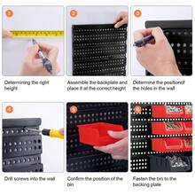 DIY Wall-Mounted Storage System With 30 Bins And 64x41cm Backboard For Tool Organization - 紅+黑 - 查看 5