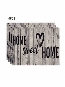 1pc/4pcs/6pcs Grey & White Gradient Placemats 30x45 Cm - Polyester Machine Washable Rectangular Place Mats With HOME Sweet Home Design For Kitchen Dining Table Decor, Party Centerpieces, Home Decor Accents | Textured Surface | Machine Washable Mats - Multicolor - View 20