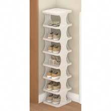 8-Tier Stackable Plastic Shoe Rack, Space-Saving Shoe Organizer For Living Room, Polypropylene Shoe Storage Shelf, No-Tool Assembly, Floor Standing, Home Dorm Shoe Tower - Use Without Electricity, Material