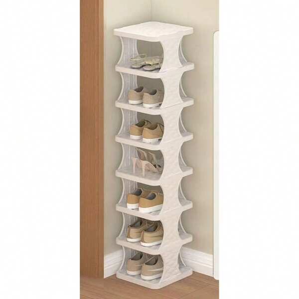 Estantería para zapatos apilable de 8 niveles de plástico, organizador de zapatos ahorra espacio para la sala de estar, estantería de almacenamiento para zapatos de polipropileno, sin herramientas necesarias, de pie en el piso, torre para zapatos para el hogar y la dormitorio - se puede usar sin electricidad, Material