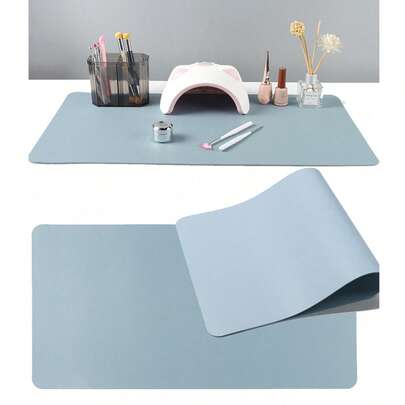 Thảm lót bàn làm móng màu xám chống thấm nước, có thể gấp lại, đệm kê tay làm móng, đệm kê tay bằng da sợi nhỏ mềm mại, đệm kê tay chịu lực, đệm làm móng, thảm làm móng, thảm để bàn làm móng, thảm để bàn làm móng cho thợ làm móng tại nhà