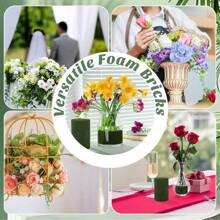 2/3/6pcs 花泥块 - 绿色花泥海绵，适用于各种鲜花和人造花，家居、婚礼、派对、酒店和花店DIY工艺塑料花泥，干湿两用，圆形可切割花泥砖 - 綠色 - 查看 6