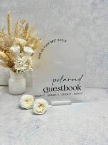 1 Stück Hochzeitsfoto Gästebuch Photobooth Gästebuchschild, Gästebuchschild - Acrylbogen-Schild, Hochzeitsfoto Gästebuchschild Acryl Hochzeitsschild für Zeremonie und Empfang, weißes Photobooth Schild mit Ständer für Jahrestag, Geburtstag, Hochzeit, Abschlussfeier, Sommergaben, Schule Liefern, Raumdekoration