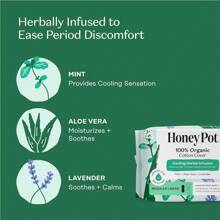 The Honey Pot Company - Herbal Sanitary Pads For Women - Regular Flow W/Wings - Infused W/Essential Oils For Cooling Effect & Organic Cotton Cover - Feminine Care - FSA & HSA - 20 Ct