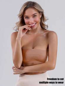 Adhesive Bra Tape, Cleavage Enhancing, Lifting, Sticky Nipple Covers, Breast Lift For Women, With Disposable Elastic Fabric, Adhesive Bra, Strapless Bra, Anti-Flashing Tape, Uplift Bust, Gather Chest, Prevent Sagging, Summer Sweat-Proof, Women Reviving Patch, Prevent Nipple Protrusion, Suitable For A-E Cup Breasts, Self-Adhesive Nipple Covers, Suitable For Bridal Gowns, Backless Outfits, Multiple Wearing Ways - Beige - View 3