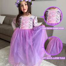 Light Up Princess Dress Girls Halloween Costume Costume Toddler Dressing Up Bithday Party, Purple - 紫色天鵝絨 - 查看 10