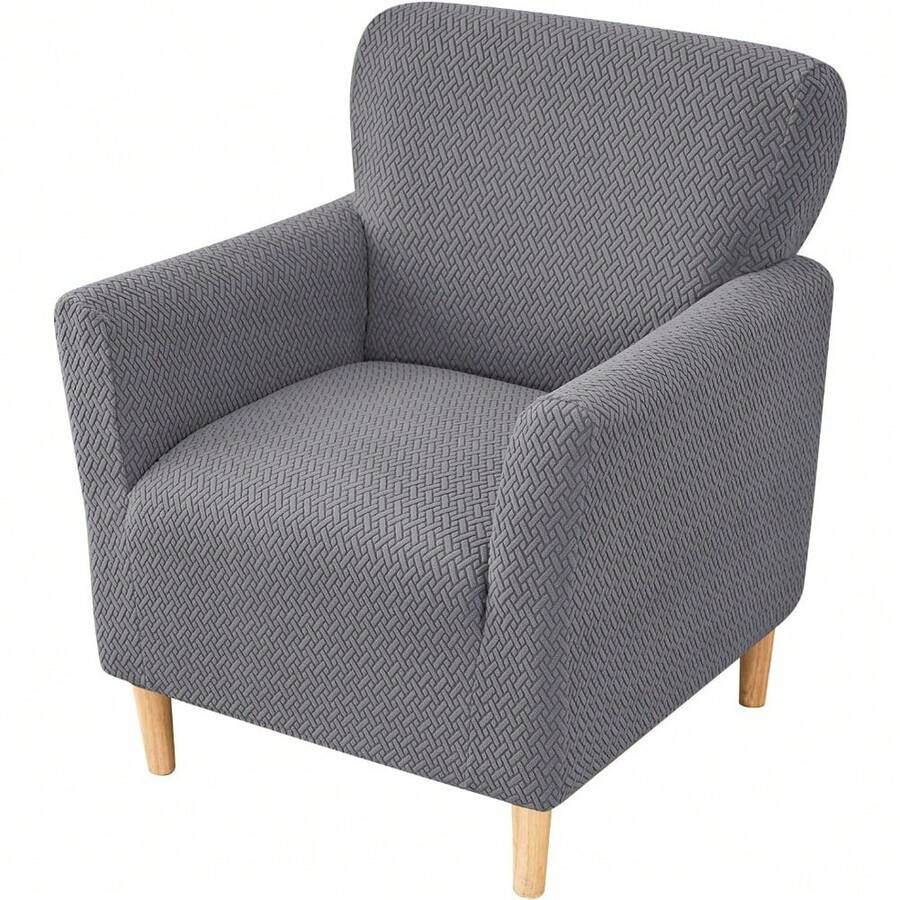 Local Delivery - Banquet Armchair Slipcover Printed Chair Covers With Arms Stretch Club Chair Slipcover Soft Armchair Sofa Covers Anti-Slip Furniture Protector For Dogs Pets Home Living Room Decor, 14 - T-jacquard Dark Grey - 查看 1