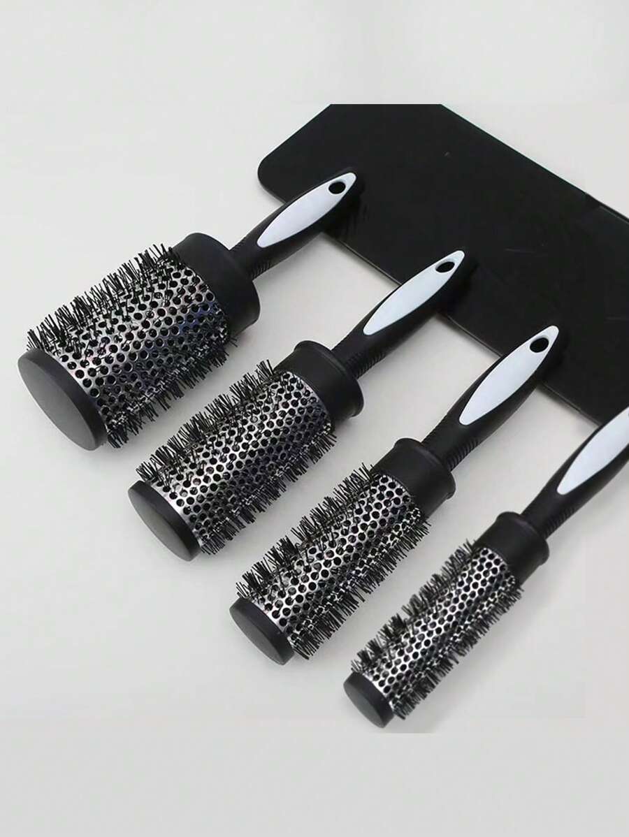 1pc/3pcs/4pcs Black & White Roller Comb - Fine Tooth Comb Pointed Tail Comb Hair Clips, For Easy, Smooth Curly And Straight Hairstyles - Plastic Bristle Regular Hair Roller Brush With ABS Plastic Handle, Portable Professional Styling Tool,Hair Brush,Slick Back Brush,Styling Brush,Curly Hair Brush,Edge Brush,Hair Comb,Brush Hair,Hair Brush Set,Comb Hair,Comb For Curls,Detangling Brush,Hair Brush For Women,Hair,Travel,Hair Products,Hair Tools,Hair Stuff,Barber,Barber Accessories,Barbershop,Hairdressing Equipment - Multicolor - View 1