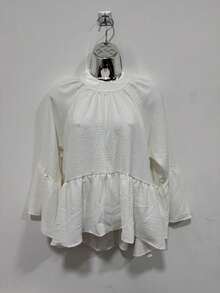 MOROCCO BOHO 3/4 SLEEVE RUFFLE DRESS TOP - White - View 1