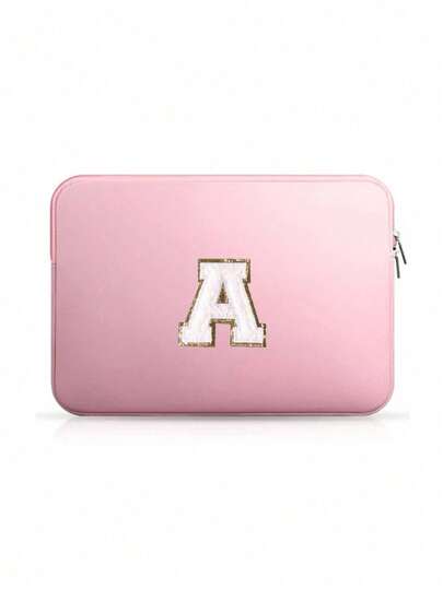 1 件字母纯色休闲笔记本电脑内袋，适用于 11.6/12.5/13.3/14/15.4/15.6 英寸笔记本电脑，笔记本电脑包，适用于 Mac Book、iPad、HP Chromebook Surface 笔记本电脑，便携式笔记本电脑内胆包，适用于学校工作笔记本电脑包，适用于女士 Mac Book 保护套