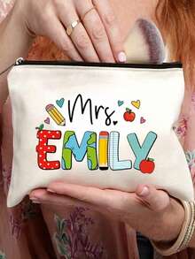 定制教师化妆包、励志化妆包、教师姓名化妆包、个性化教师礼物、教师答谢礼物、带拉链的多功能洗漱用品收纳包、教师礼物、轻便旅行收纳包和女士零钱包 - 理想的返校或圣诞节礼物、化妆收纳包