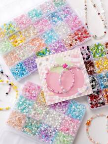 12/24-Fach buntes, halbtransparentes Glasperlen-Mix-Set für DIY handgemachte Armbänder, Halsketten und Schmuckherstellung, geeignet für Freundschaftsarmbänder, Halsketten, Schlüsselanhänger-Charms und mehr, Bastel-Accessoires als modisches Geschenk