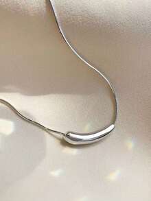 1 Minimalist Gold Smile Small Curved Tube Pendant Necklace - Yellow Gold - View 7